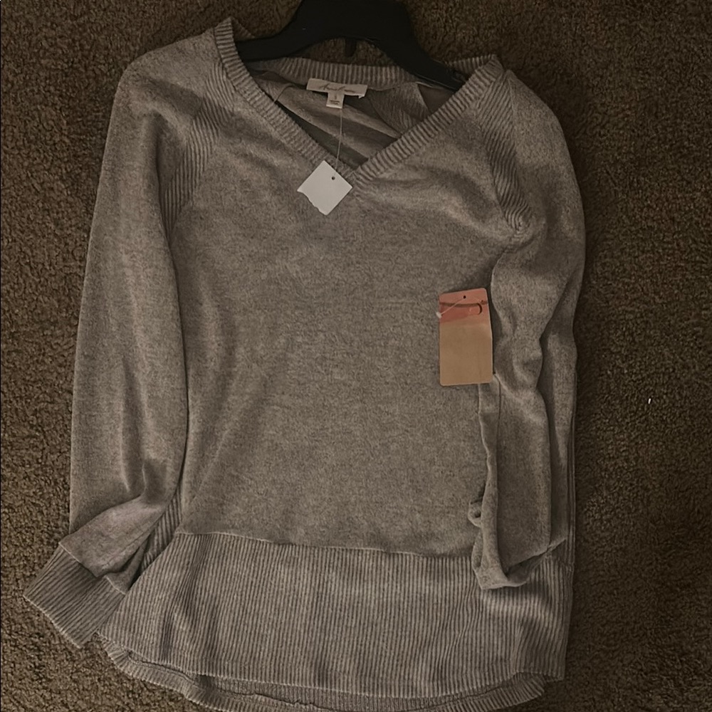 Gray V-Neck Sweater